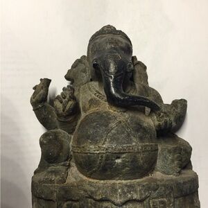 Intricately Carved Stone Ganesha Statue